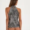Top halter estampado con laso en el cuello (16502)