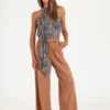 Top halter estampado con laso en el cuello (16502)