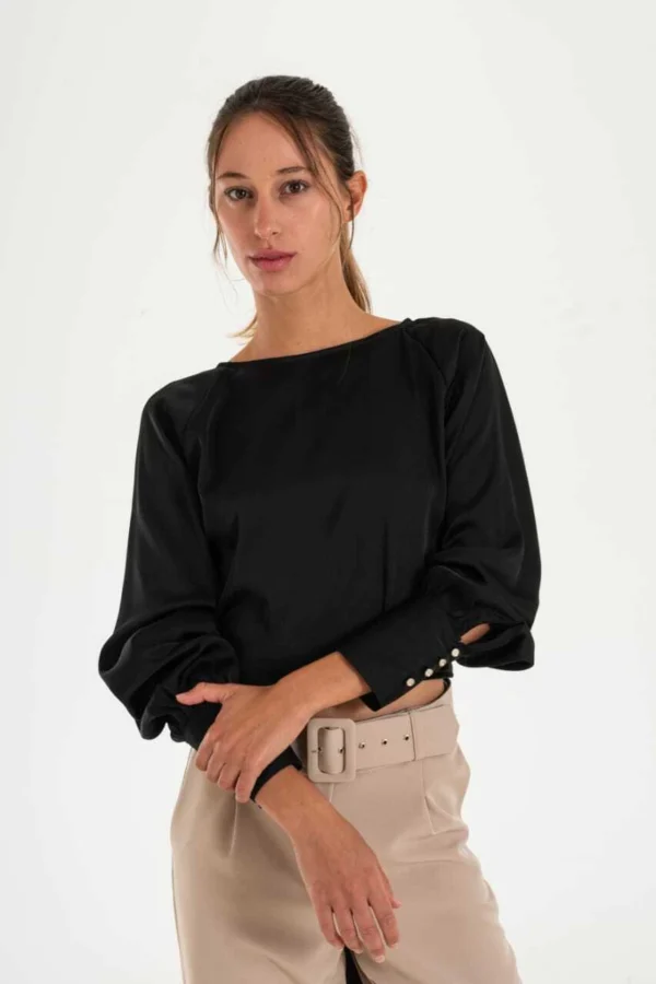 Blusa de satén espalda descubierta 16526