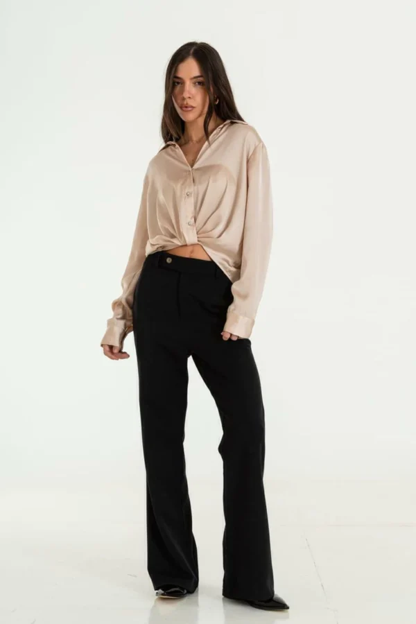 Pantalón semi Oxford con bolsillos laterales confeccionado en twill (16532)